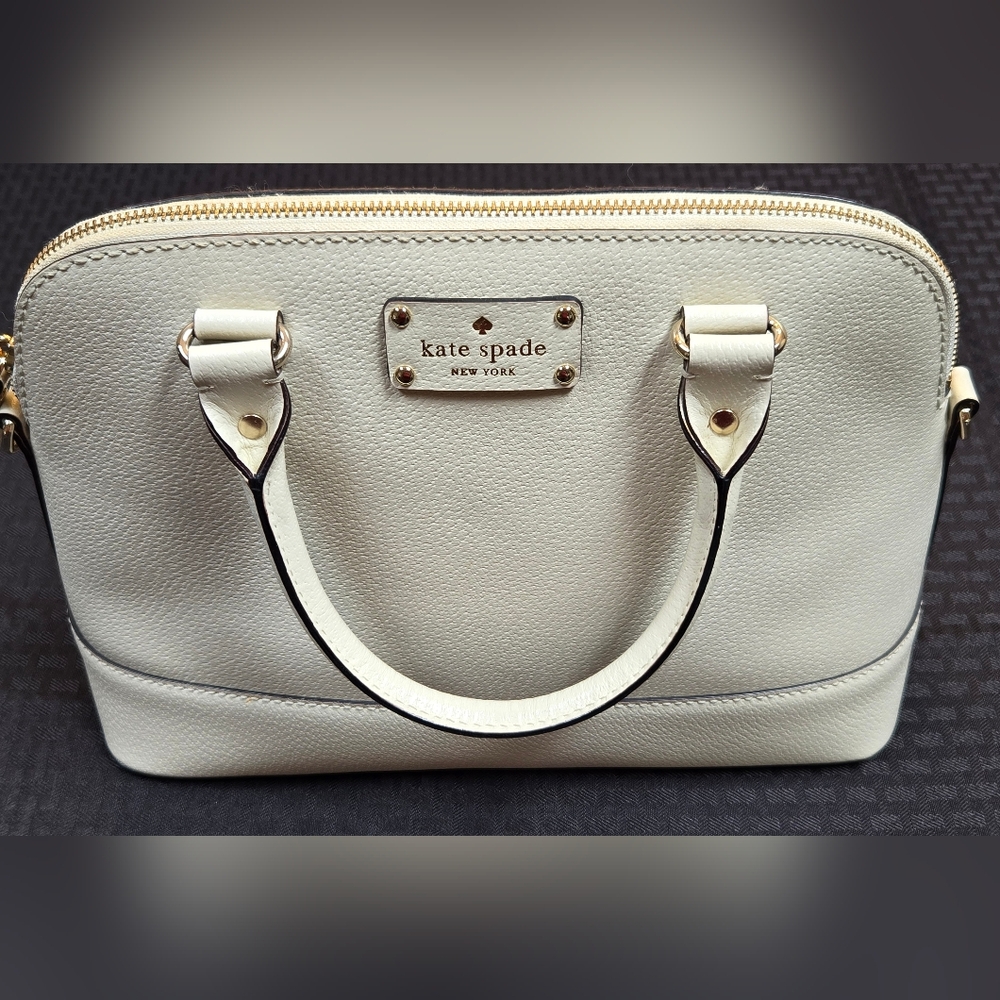 Kate Spade New York Cream Pebbled Leather Satchel Crossbody Bag
